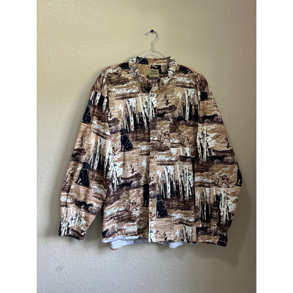 Field Tested Outdoor Life Mens 3XL Wildlife Dog Duck Bird Button Shirt Labrador
